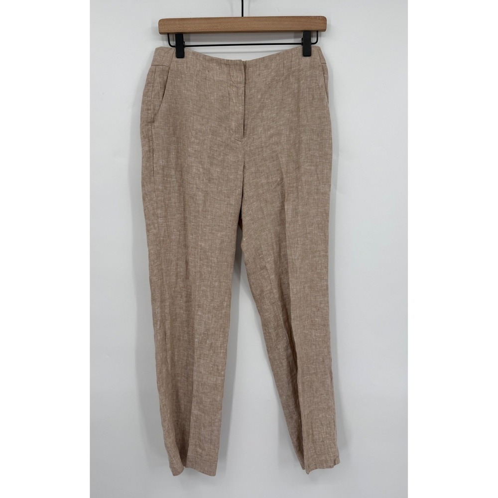 Talbots Pants Womens 2 Petite Beige Tan 100% Linen Southampton Trouser Career